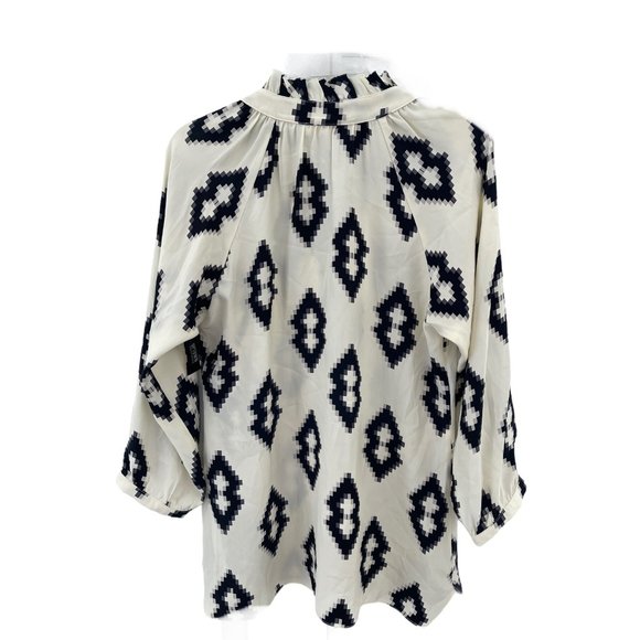 Britt Ryan Silk Geometric Long Sleeve Blouse Sz M - Picture 5 of 13